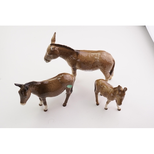 796 - Three Original Beswick Donkey's.