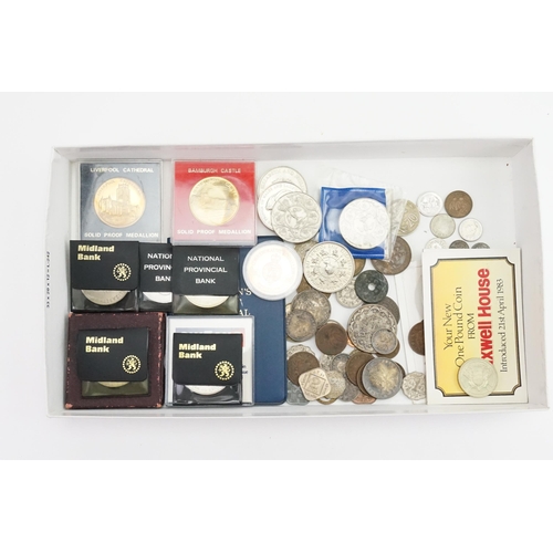 409 - A Collection of Coins to include Commemorative Coins & Medallions, Folder Decimal Coins, Several Sil... 