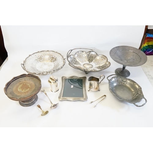 145 - Two Silver Plated Cake Baskets, a Walker & Hall Silver Plated Tazza, a Silver Plated Tray, a Photo F... 