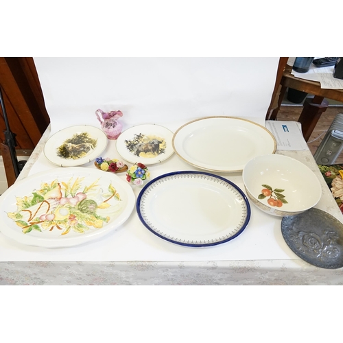 805 - 2 x David Shepherd Wild Life Plates, a Punch Bowl & various Meat Plates.