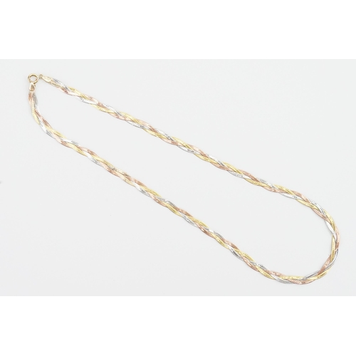 161 - A 9ct Gold Triple Herringbone Chain Necklace. Length approx 45.5cm. Weight 8.1g.