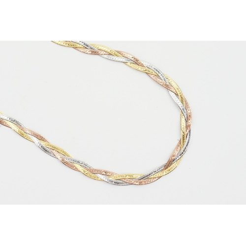 161 - A 9ct Gold Triple Herringbone Chain Necklace. Length approx 45.5cm. Weight 8.1g.