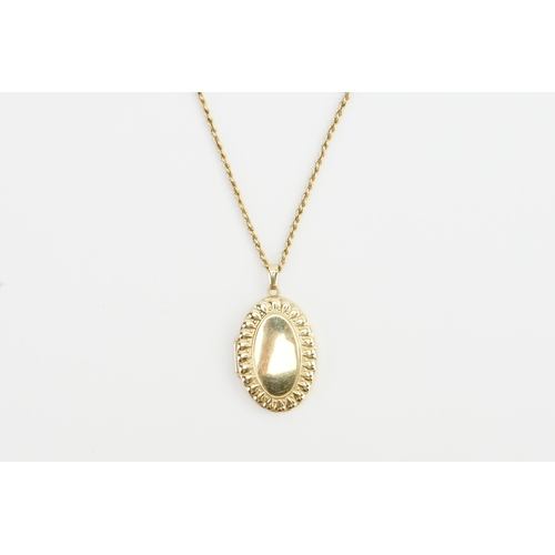 213 - A 9ct Gold chain, hung with a locket. Length 41cm. Gross weight 6g.