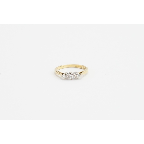 196 - A 18ct Gold Diamond ring, set with three Diamonds (0.05ct either side & 0.18ct centre stone). Weight... 