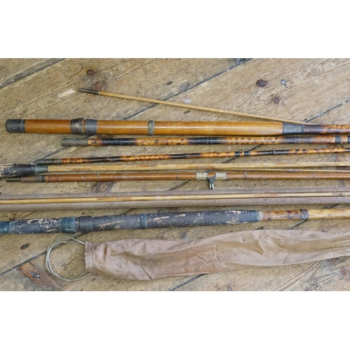 468 - An Antique Split Cane Brook Rod in an Interesting Case, a Spanish Reed Rod & a Bamboo Fishing Rod.