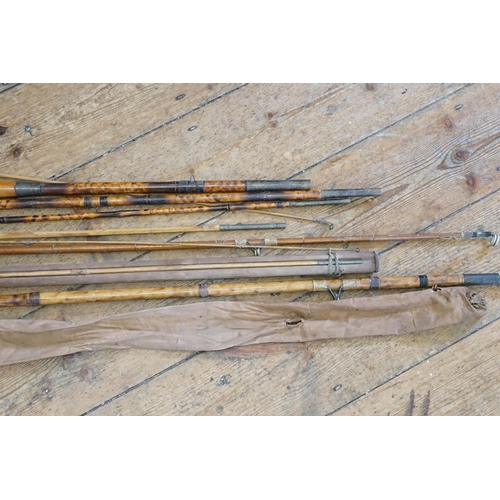 468 - An Antique Split Cane Brook Rod in an Interesting Case, a Spanish Reed Rod & a Bamboo Fishing Rod.