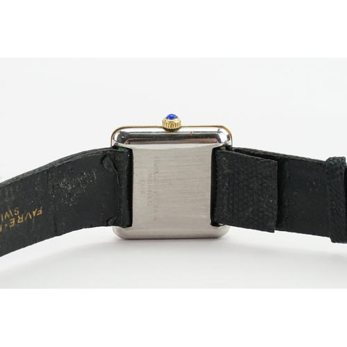 303 - A circa 1960's Favre Leuba square face wristwatch with stainless steel back and gold coloured case, ... 