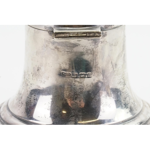 54 - A 1911 A & J Zimmerman Ltd (Arthur & John Zimmerman) Silver bell shaped inkwell, with glass insert.