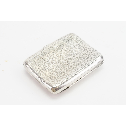 55 - A 1902 silver engraved cigarette case. Weight 72g.