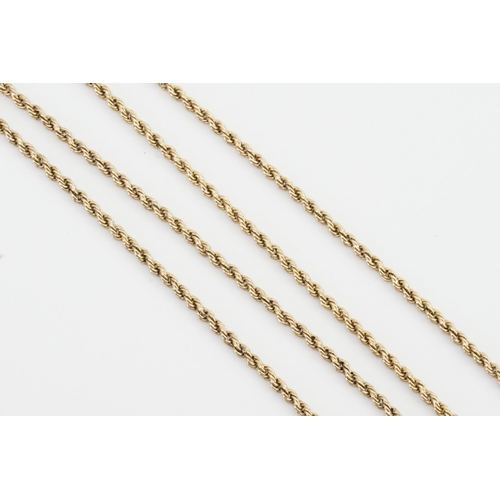 216 - A 9ct gold rope chain design necklace. Length 83cm. Weight 14g.