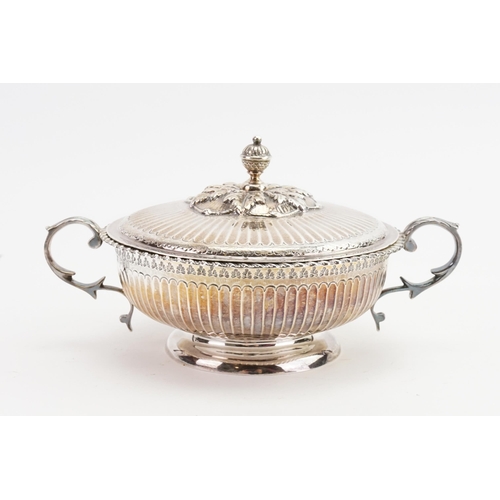 65 - A 1909 George Nathan & Ridley Hayes	Silver porringer. With ribbed decoration . Weight 374g.