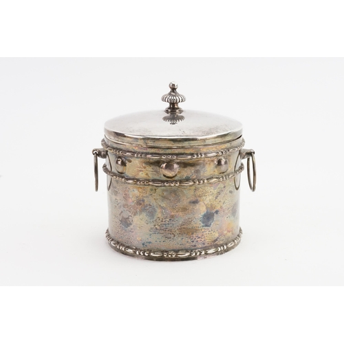 69 - A 1907 Robinson & Co Ltd silver tea cady, with ball decoration and loop handles. Weight 243g. Size 1... 