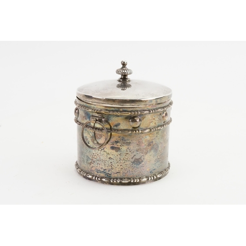 69 - A 1907 Robinson & Co Ltd silver tea cady, with ball decoration and loop handles. Weight 243g. Size 1... 