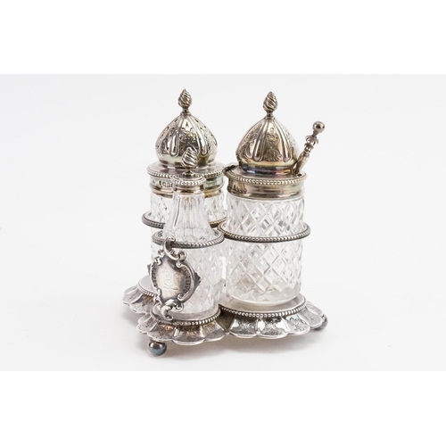 75 - A 1864 Victorian John Wilmin Figg silver cruet set. Gross weight 365g.