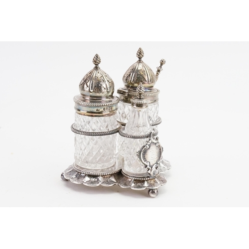 75 - A 1864 Victorian John Wilmin Figg silver cruet set. Gross weight 365g.