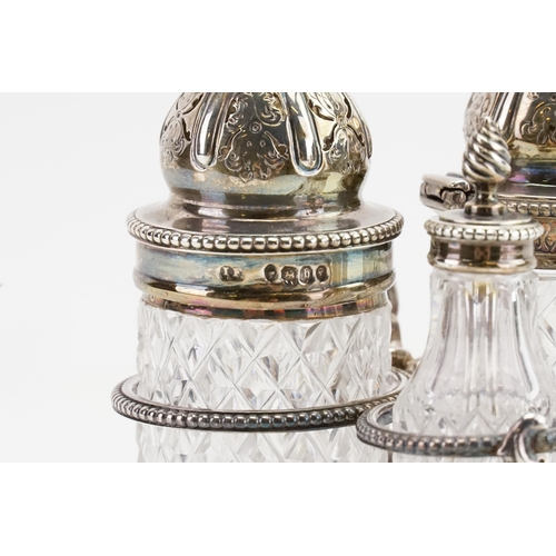 75 - A 1864 Victorian John Wilmin Figg silver cruet set. Gross weight 365g.