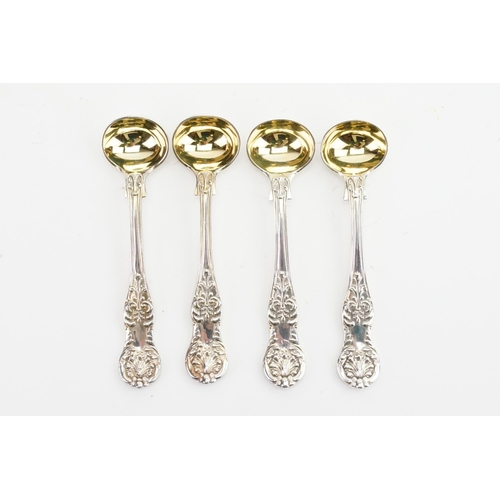 79 - A circa 1850 Victorian silver George Aldwinckle (possibly) set of four shell design condiment spoons... 