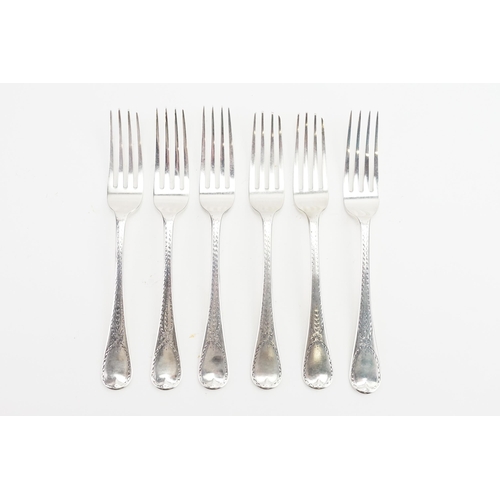 101 - A set of 6 1856 Victorian Elizabeth Eaton silver forks. Weight 390g.