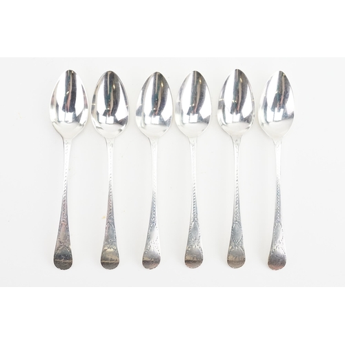 102 - A set of 6 1791 Georgian Peter & Ann Bateman silver spoons. Weight 180g.