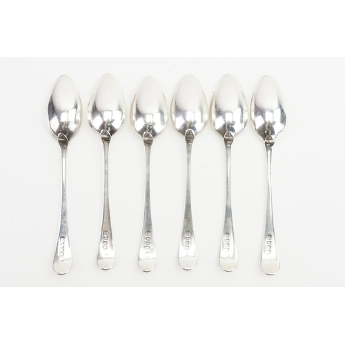 102 - A set of 6 1791 Georgian Peter & Ann Bateman silver spoons. Weight 180g.