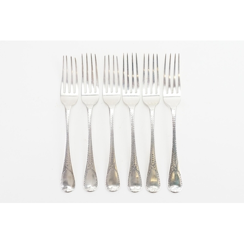 105 - A set of 6 1856 Victorian Elizabeth Eaton silver forks. Weight 389g.