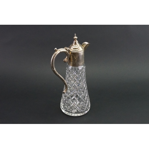 109 - A 1975 Charles S Green & Co Ltd silver and cut glass claret jug.