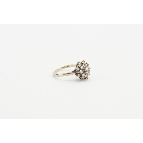 250 - A 18ct white gold diamond set ring, in the cluster form. Set with 17 diamonds, the largest 0.07ct. W... 