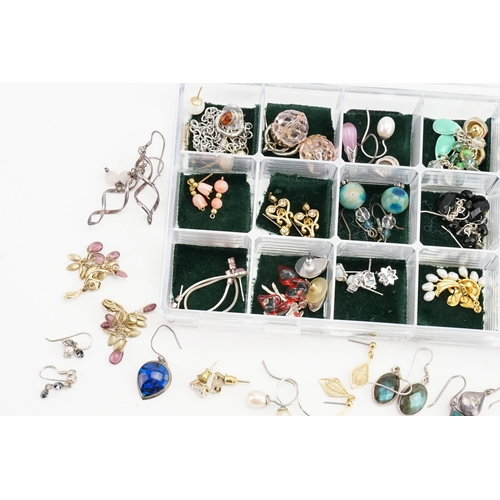 296 - A collection of costume earrings, to include opal doublet earrings, other gem stone set earrings.