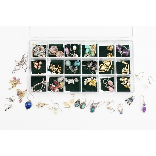 296 - A collection of costume earrings, to include opal doublet earrings, other gem stone set earrings.