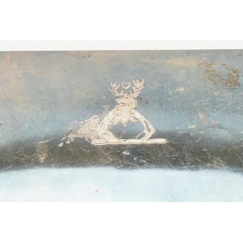 119 - A silver 1893 cigar box. Decorated with a stag head crest. Size 20cm x 8.5cm x 4.5cm.