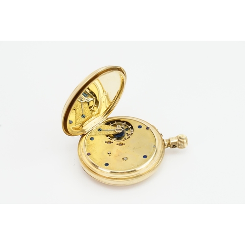 301 - A 1905 18ct gold full hunter pocket watch, Russell & Sons of Liverpool. A white and black Roman nume... 