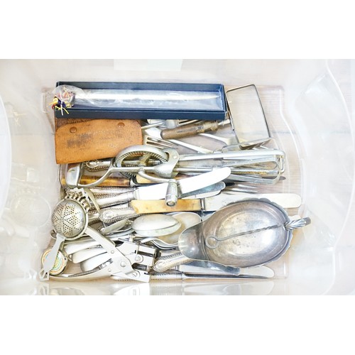 130 - A collection of silver plate, to include kitchen utensils etc.