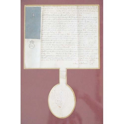 946 - An Intestate Document for Francis Simpson for Archibold Tullop, dated February 1765. Witnessed by Ja... 