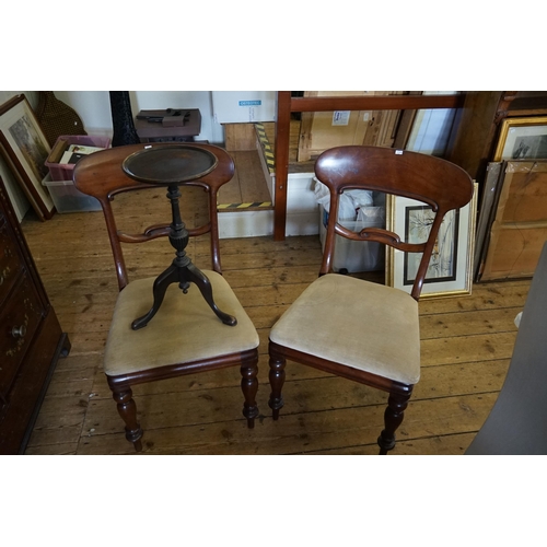 520 - Two Antique Mahogany Dining/Hallway Chairs along with a small Wine Table.