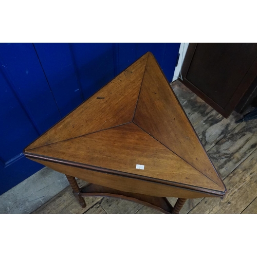 537 - A Victorian Mahogany Drop Flap Occasional Table resting on turned legs & under Tier. Measuring: 54cm... 