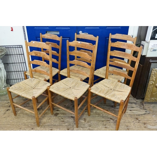 543 - A Set of 6 + 2 Carvers Wicker & Pine Kitchen Chairs.