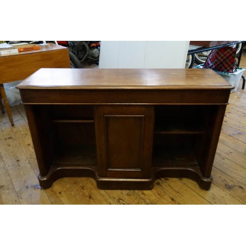 566 - A Victorian Mahogany Butler's Sideboard with recessed end cupboards & a panelled door.