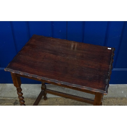 581 - A Mahogany stained Side Table with Barley Twist Legs. Measuring: 42cms x 61cms 72cms High.