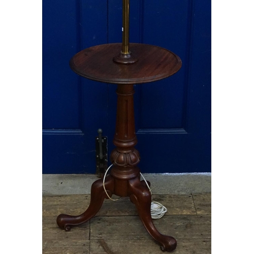 588 - A Victorian Mahogany & Brass mounted Shaving Stand later converted to a Lamp. Measuring: 145cms high... 