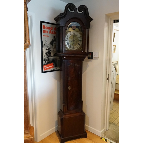 205 - A Mahogany Long Cased Clock with a Swan Neck & a movement by 