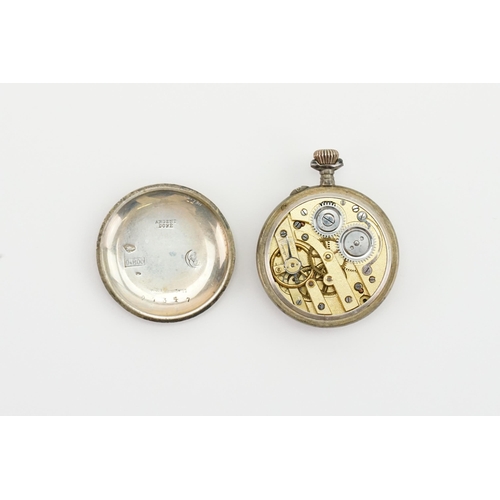 186 - A 800 marked silver coloured white metal pocket watch, with enamel decoration. Inscribed with ARGENT... 