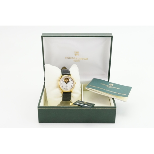 192 - A gentleman's gold plated stainless steel Frederique Constant Heart Beat watch. Original box. Ref 3A... 