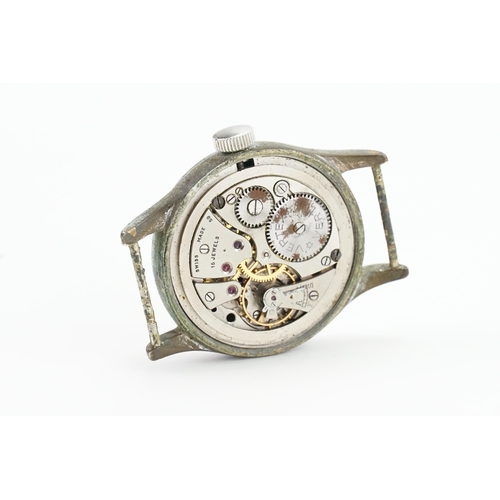 194 - A rare WWII Vertex dirty dozen wrist watch, in stainless steel, with sub second dial, casing marked ... 