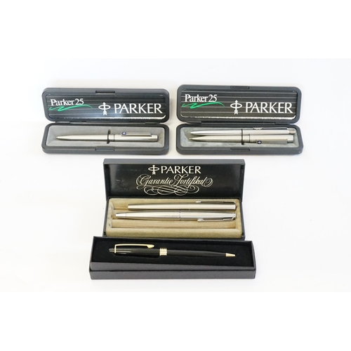 293 - Four Various Parker Pens in Case & one other. (6 in Total).