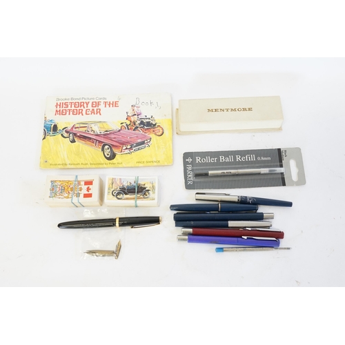 295 - A Collection of various Pens including Parker & other pens & Cigarette Cards.