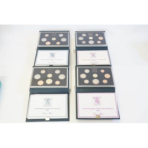 237 - 4 x Deluxe United Kingdom Proof Coin Collections from 1983, 1984, 1985 & 1986 in Original Boxes with... 