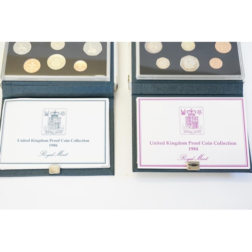 237 - 4 x Deluxe United Kingdom Proof Coin Collections from 1983, 1984, 1985 & 1986 in Original Boxes with... 