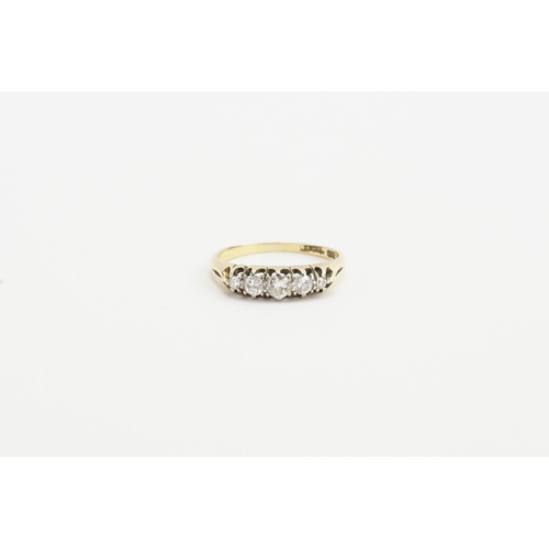 117 - A 18ct gold Victorian style wedding ring. Set with five diamonds. Largest approx 0.17ct. Weight 3.1g... 