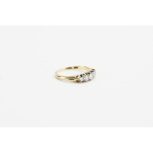 117 - A 18ct gold Victorian style wedding ring. Set with five diamonds. Largest approx 0.17ct. Weight 3.1g... 