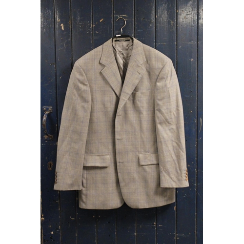 303 - An Yves Saint Laurent Light Grey, Cream & Blue Check Jacket - Size 40 (Approx).